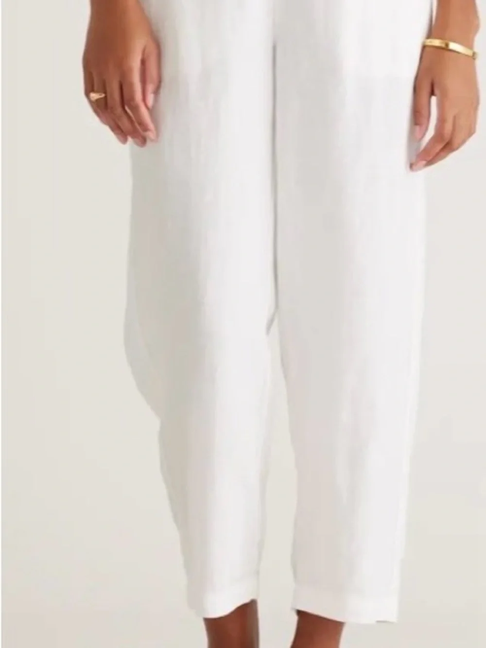Quince White Wide-Leg Linen Pants
